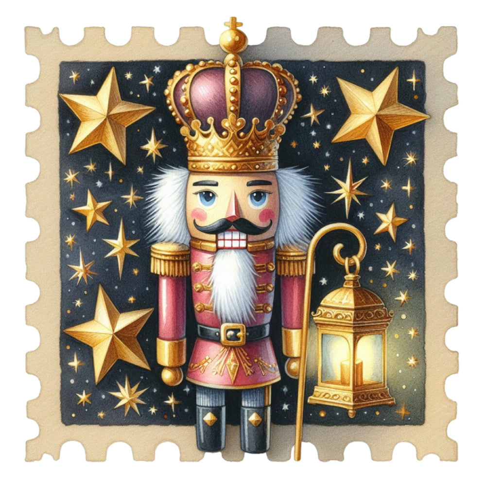 Nutcracker Postage Stamps Fabric Panel 24