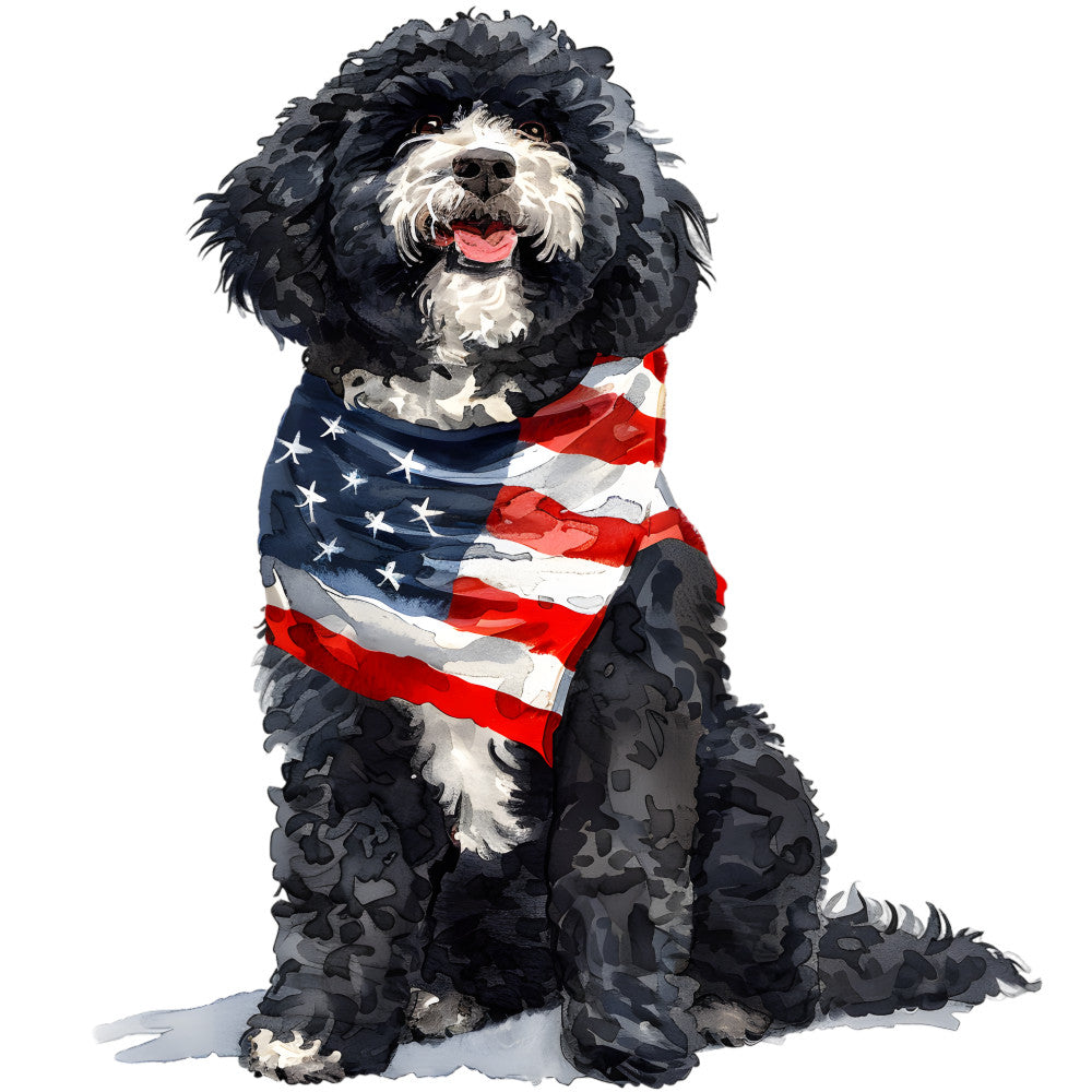 Dogs with American Flag Fabric Panel 18