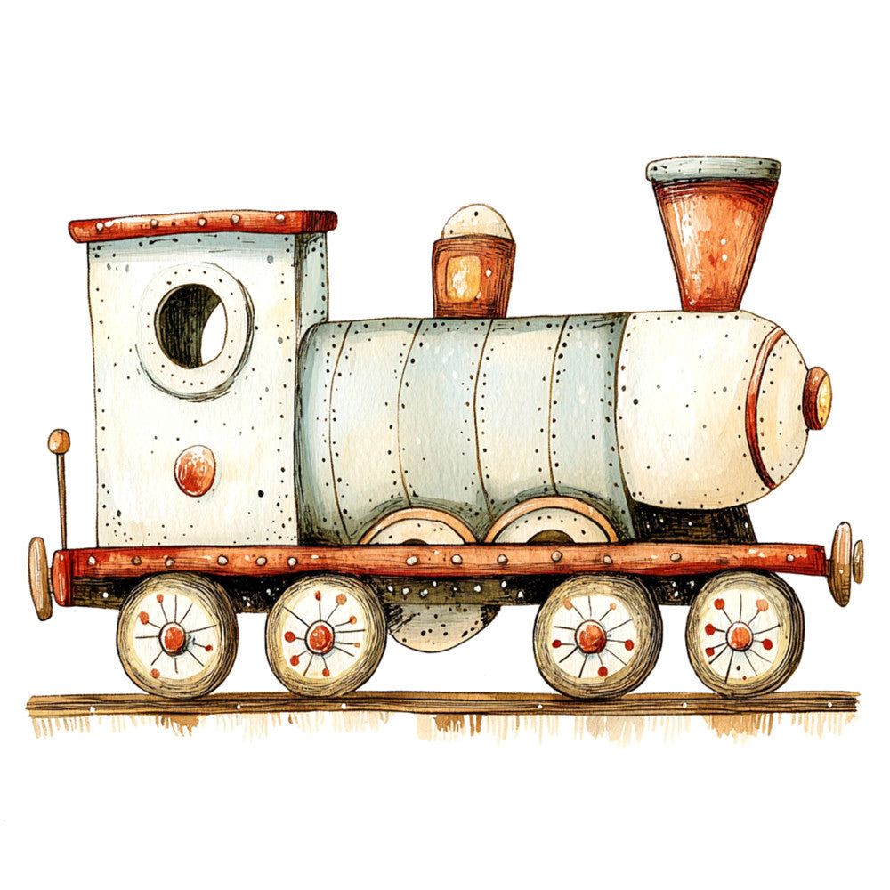 Cute Trains Fabric Panel 2