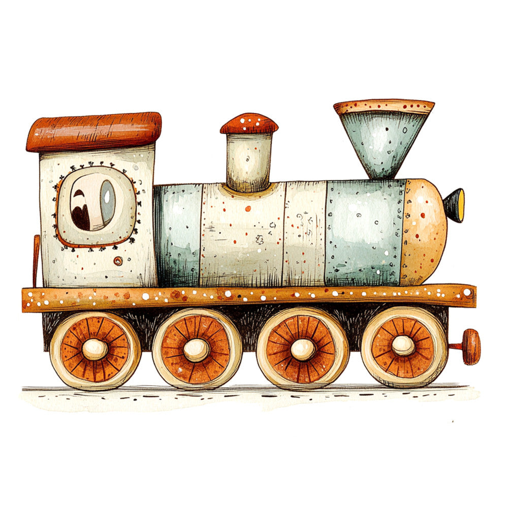 Cute Trains Fabric Panel 19