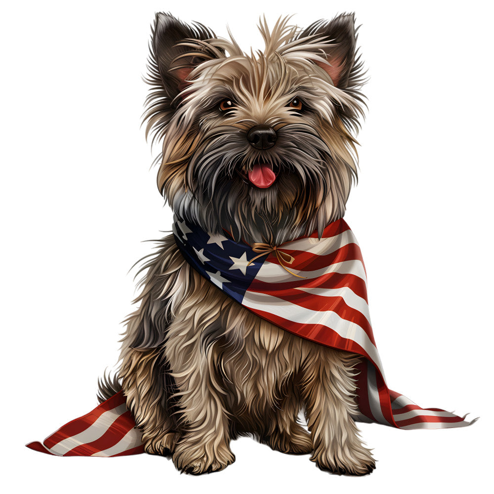 Dogs with American Flag Fabric Panel 7