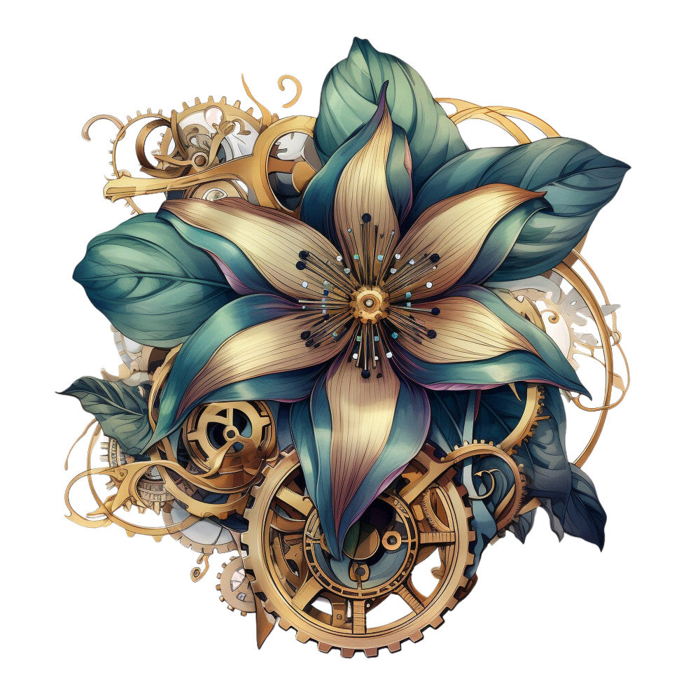 Floral Steampunk Fabric Panel 19