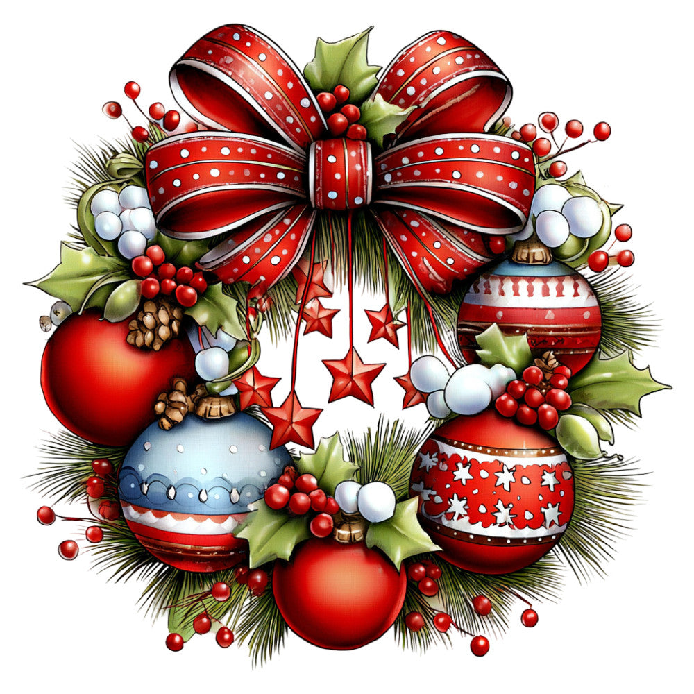 red, white, cream, forest green, burgundy, navy blue, christmas, holiday, festive, ornaments, baubles, bow, ribbon, holly, berries, stars, decorative balls, whimsical, traditional, elegant, winter, seasonal, wreath, evergreen, pine needles, polka dots, striped ornaments, vintage christmas, classic holiday, decorative
