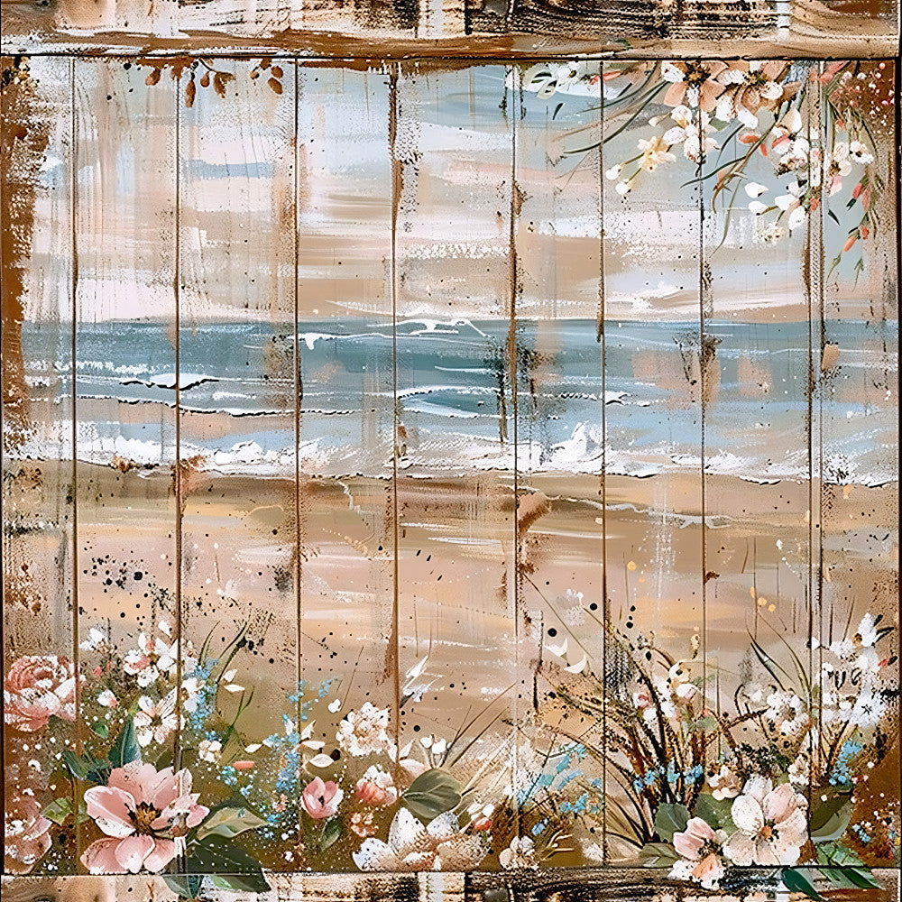Floral Beach Scenes Fabric Panel 14