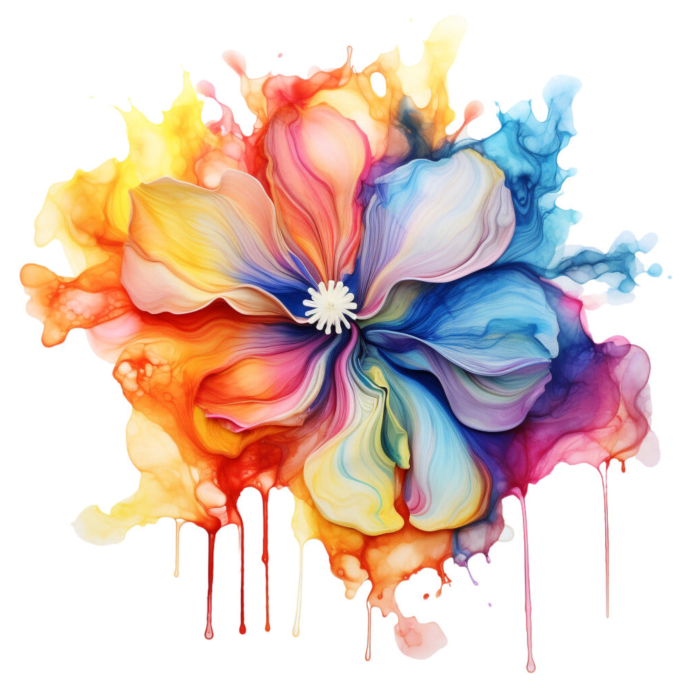 Alcohol Ink Flower Fabric Panel 24