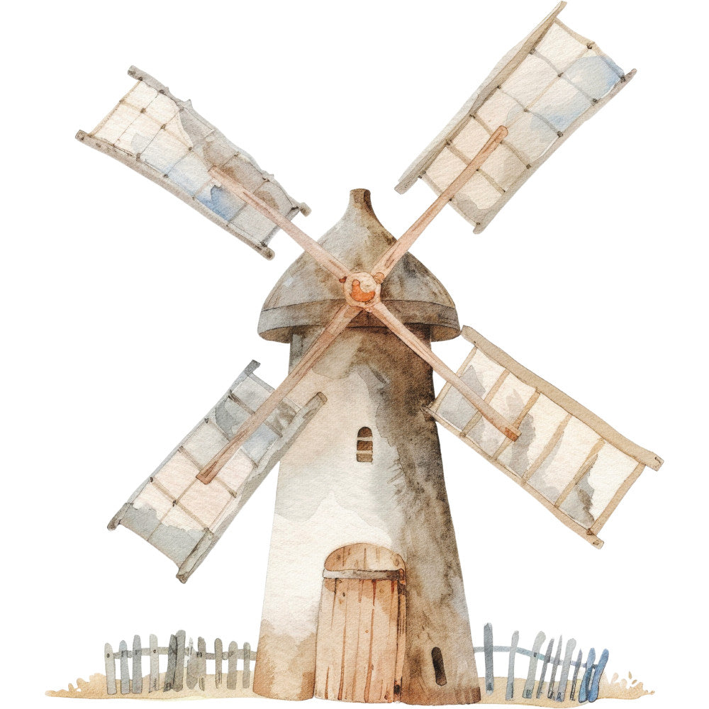 Watercolor Farm Fabric Panel 8