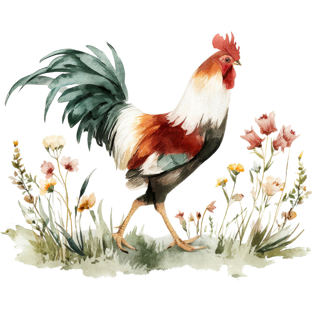 Farmhouse Chicken Decor Fabric Panel 56