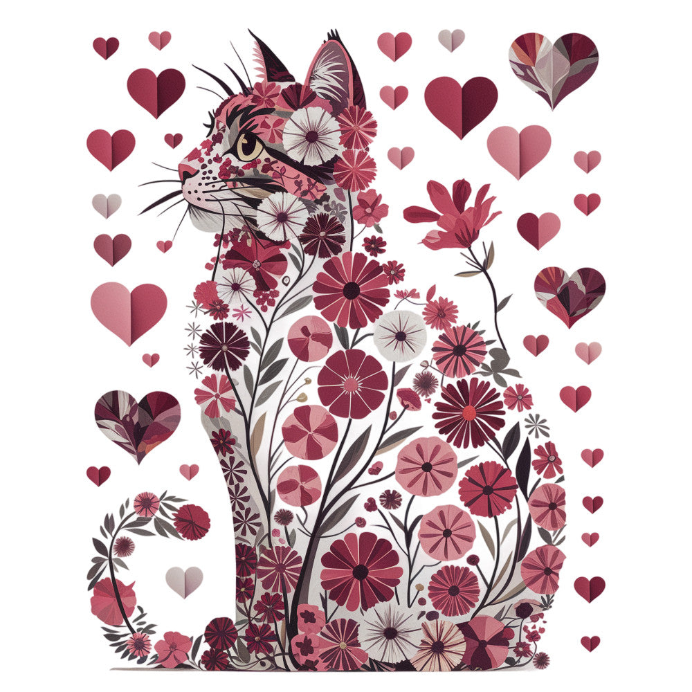 Floral Cat Fabric Panel 1
