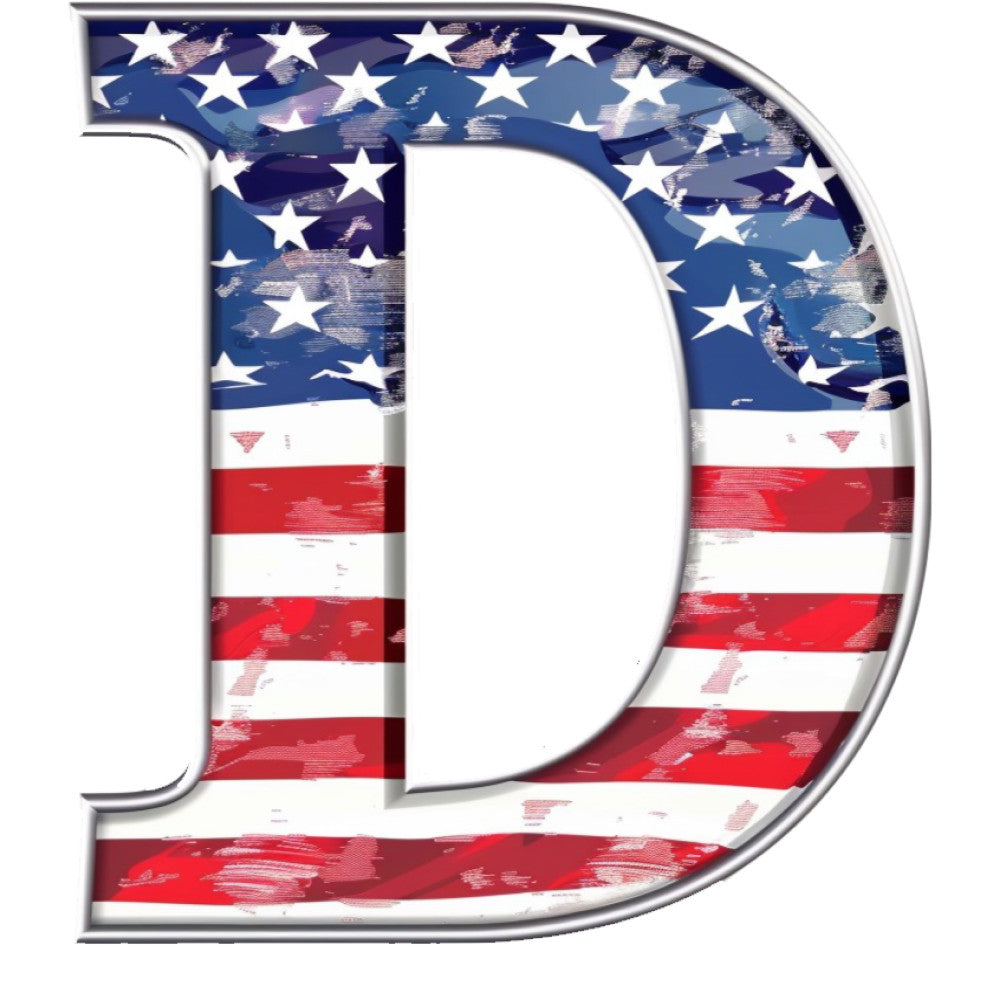 Grunge American Flag Alphabet Fabric Panel 11