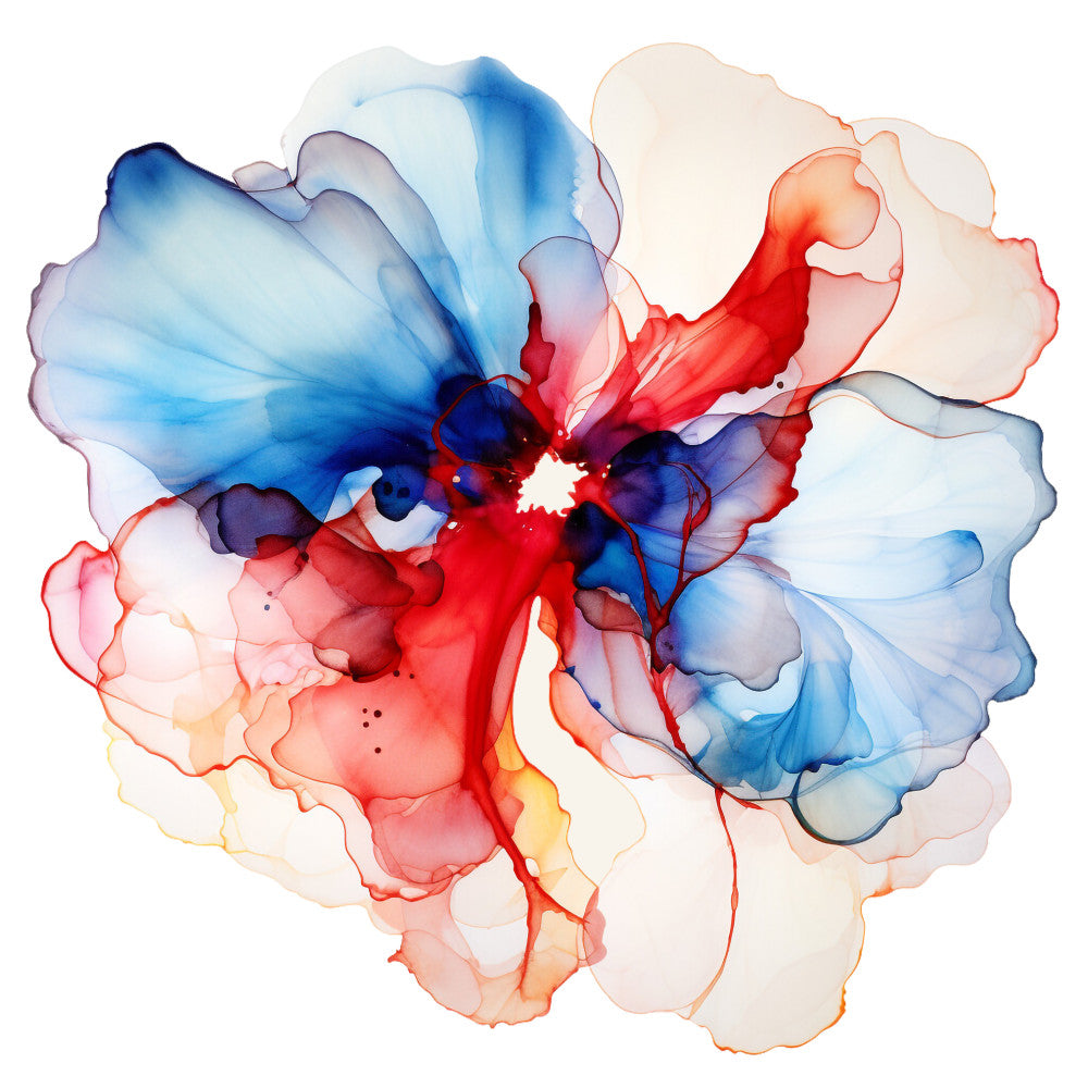 Alcohol Ink Flower Fabric Panel 9