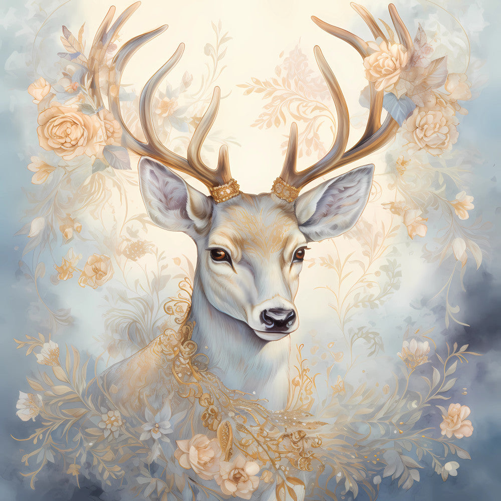 Light Blue and Gold Christmas Fabric Panel 43