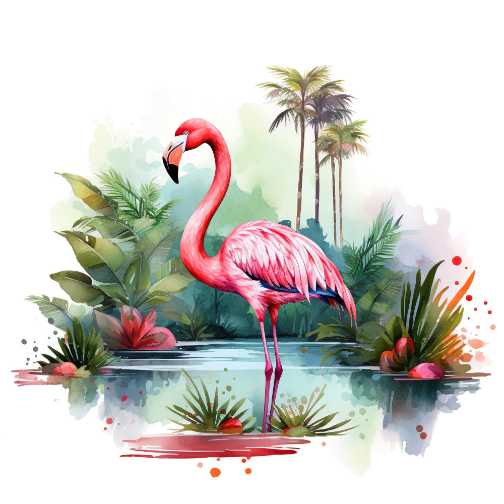 Watercolor Flamingos Fabric Panel 8