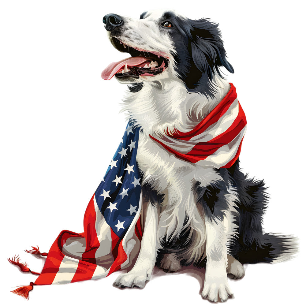 Dogs with American Flag Fabric Panel 6