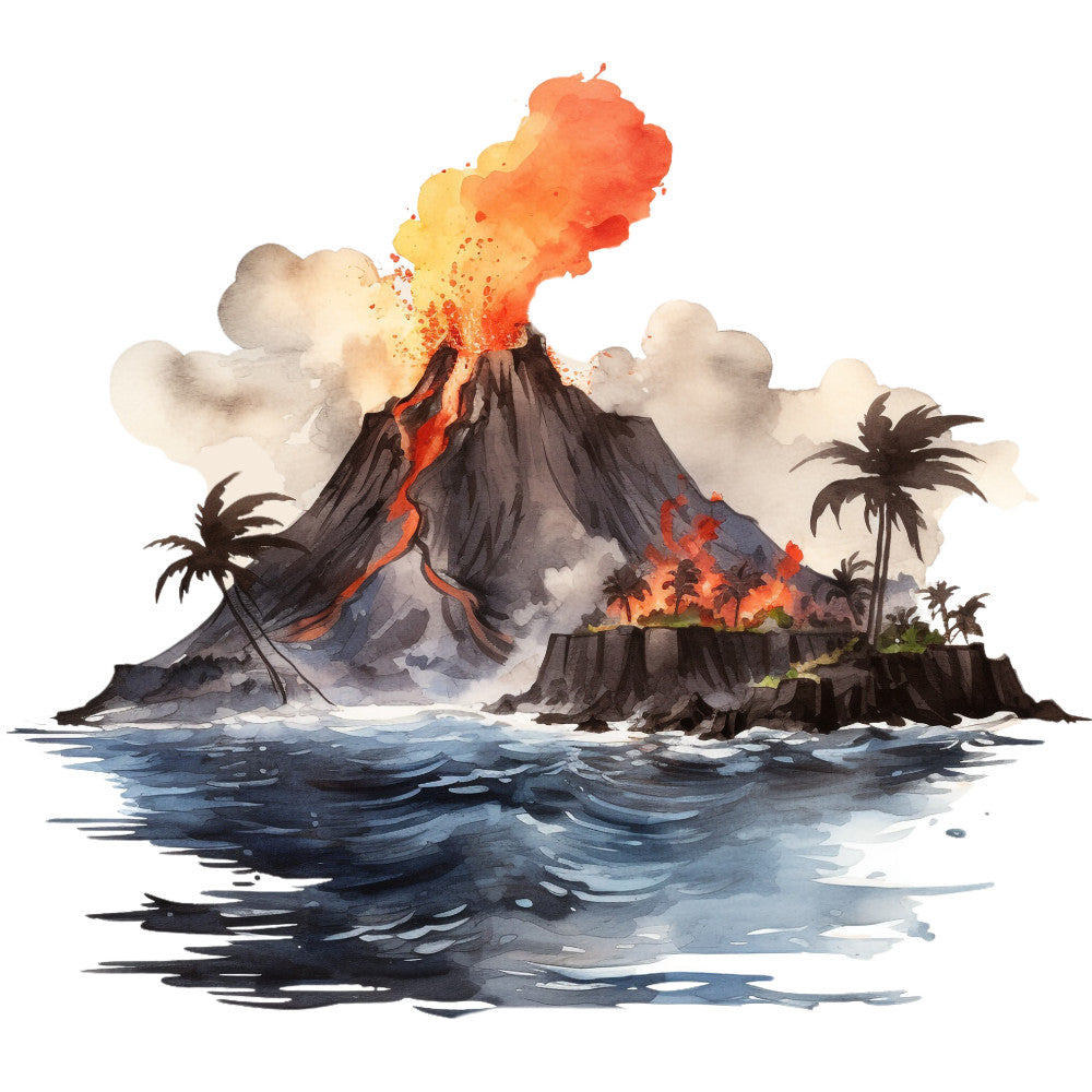 Watercolor Volcano Fabric Panel 25