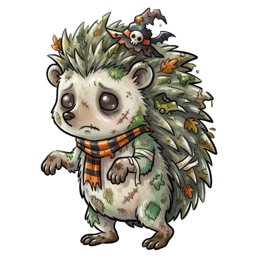 halloween, autumn, fall, spooky, cute, whimsical, creature, monster, hedgehog, bat, skull, orange, cream, olive green, sage green, tan, brown, forest green, moss green, striped, plaid, nature, woodland, rustic, folk art, charming, playful, costume, gothic, dark fantasy
