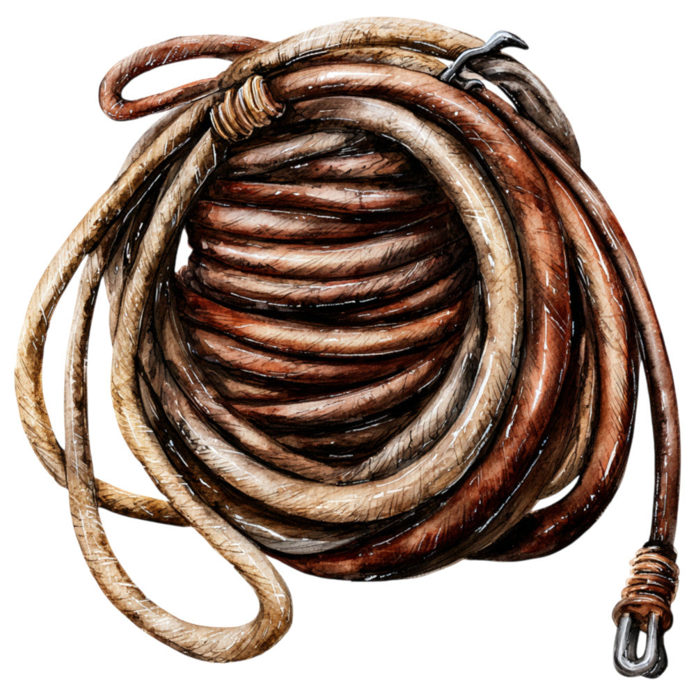 rope, coiled rope, brown, tan, cream, rust, dark brown, western, cowboy, ranch, lasso, rustic, vintage, farmhouse, equestrian, rodeo, country, leather texture, natural fibers, distressed, textured, southwestern, country western, wall hanging, home decor, traditional, americana