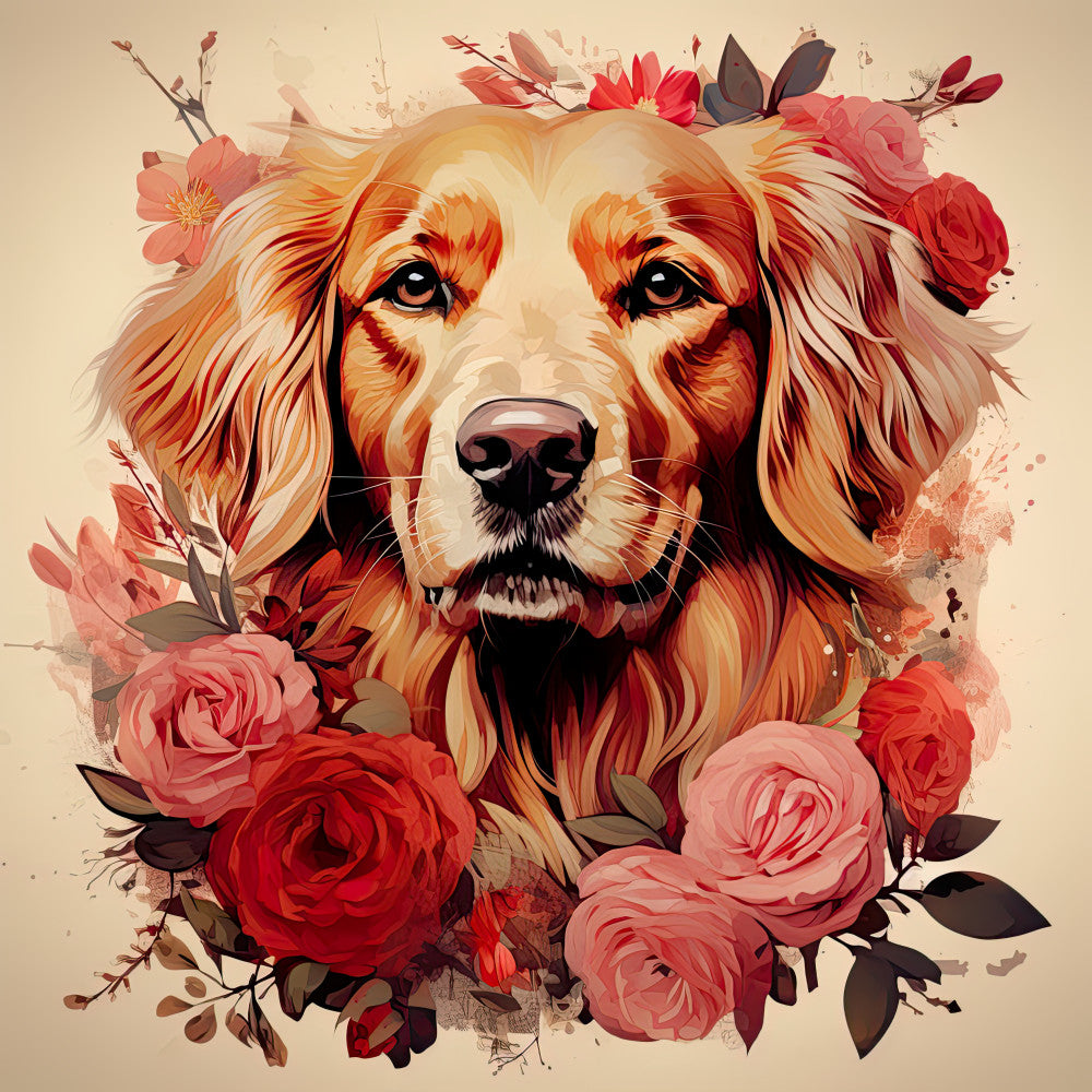 Dog Ephemera Art Fabric Panel 1