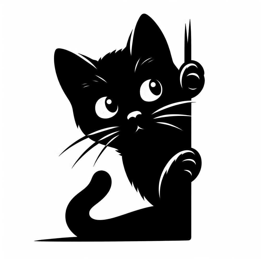 Peeking Black Cat Fabric Panel 9