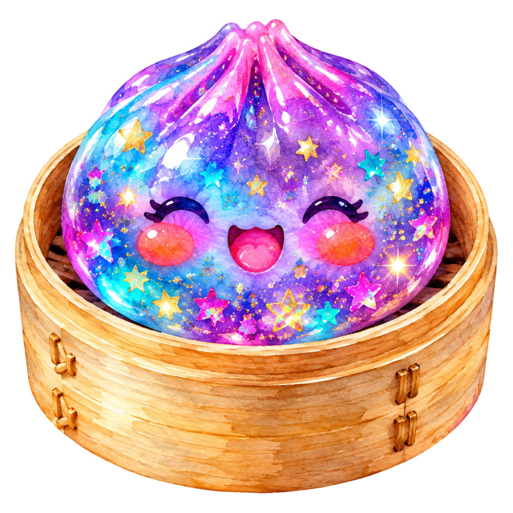 magenta, purple, pink, blue, cyan, gold, coral, rainbow, stars, celestial, whimsical, cute, kawaii, magical, fantasy, sparkly, glitter, smiling face, character, children's, playful, dreamy, galaxy, cosmic, colorful, child-friendly, nursery, cheerful, vibrant