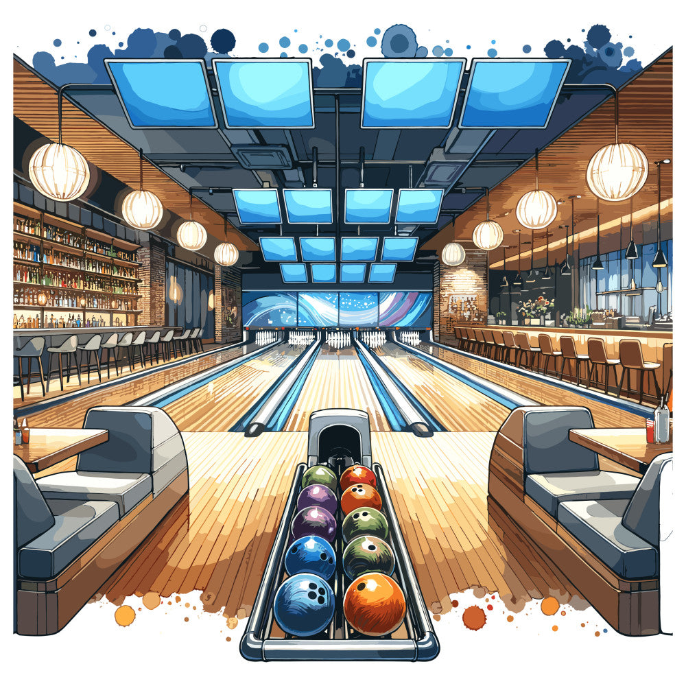 Watercolor Bowling Fabric Panel 10