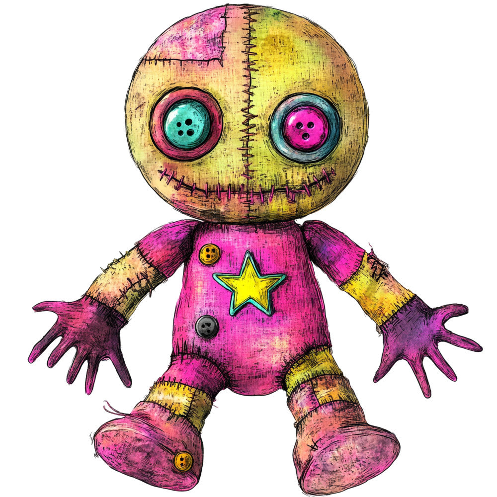 Colorful Voodoo Dolls Fabric Panel 23