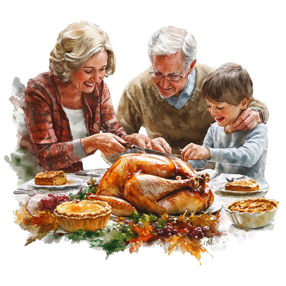 Watercolor Thanksgiving Fabric Panel 40