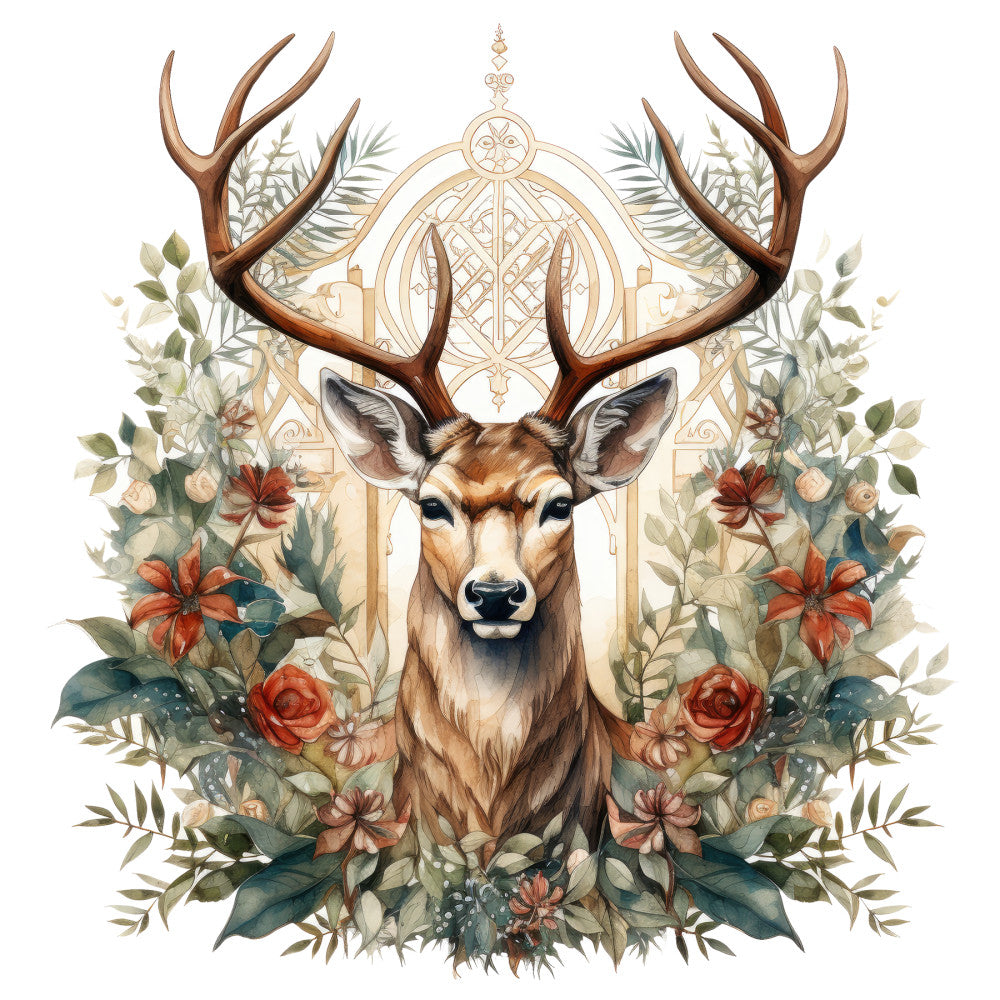 Vintage Deer Head Fabric Panel 7