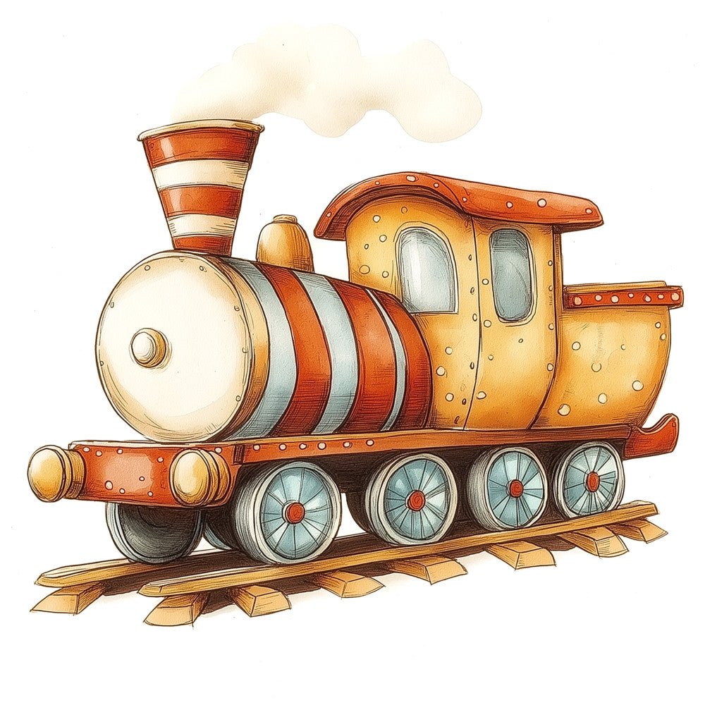 Cute Trains Fabric Panel 3