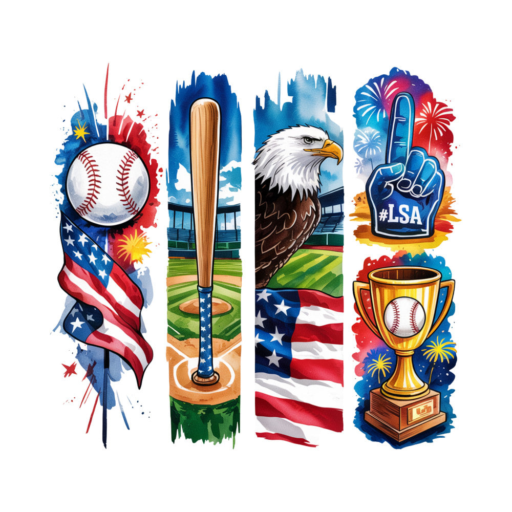 Baseball Brushstroke Fabric Panel 6