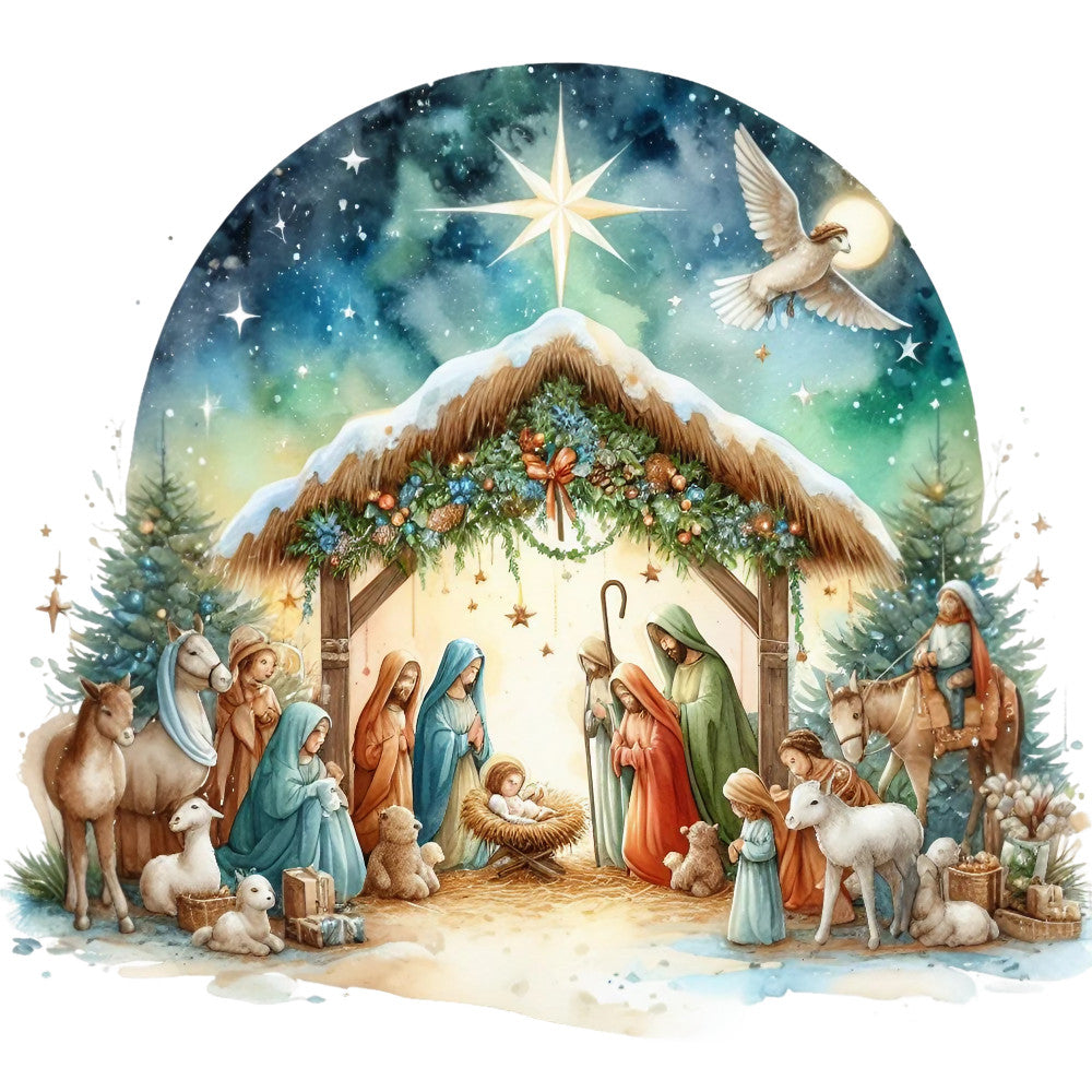 Detailed Christmas Nativity Scene Fabric Panel 2