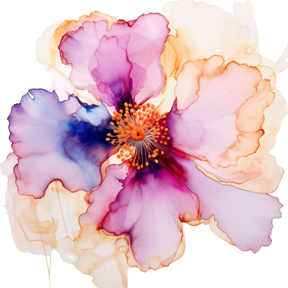 Alcohol Ink Flower Fabric Panel 12
