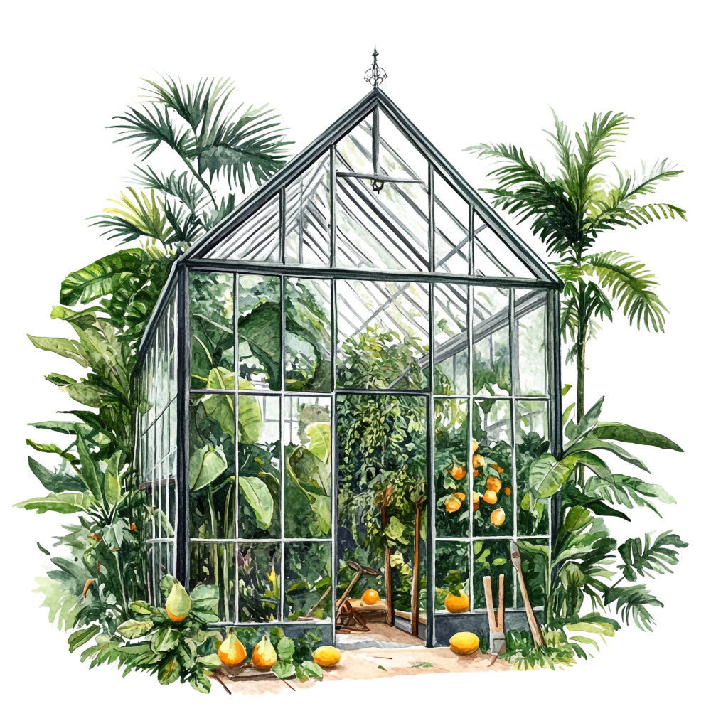 Watercolor Greenhouse Fabric Panel 15