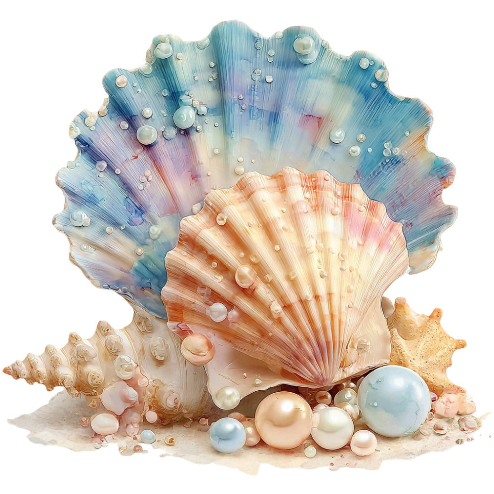 seashell, pearl, coastal, nautical, ocean, sea, beach, turquoise, coral pink, cream, peach, soft blue, gradient, watercolor, iridescent, mermaid, dreamy, whimsical, elegant, feminine, starfish, seashells, pearls, summer, nature-inspired, under the sea, seaside, pastel colors, blush, aqua