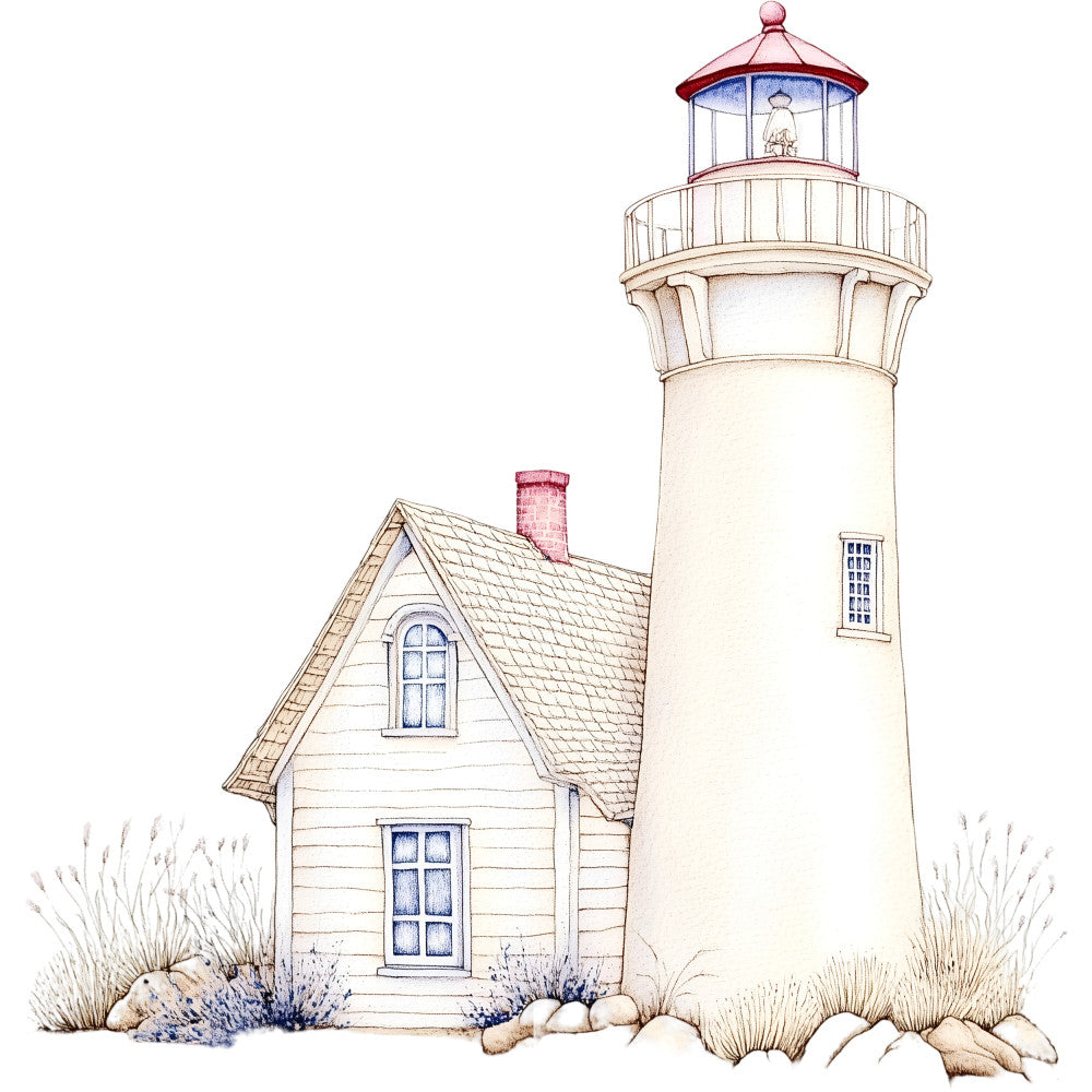 Watercolor Nautical Lighthouse Fabric Panel 6