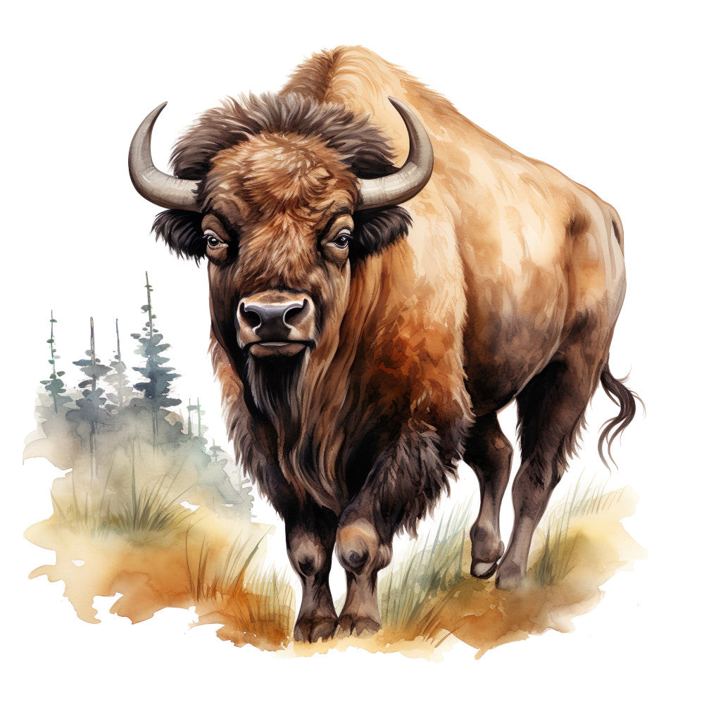 Watercolor Bison Fabric Panel 7