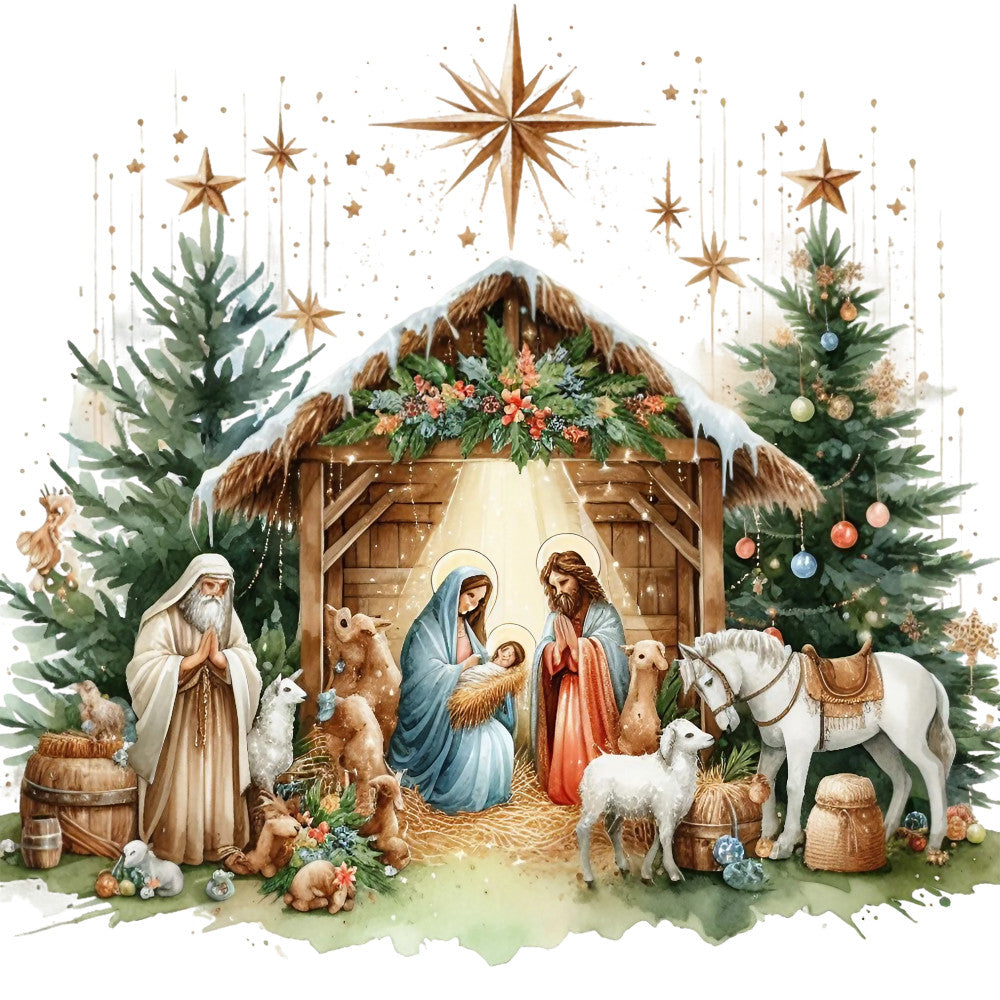 Detailed Christmas Nativity Scene Fabric Panel 11