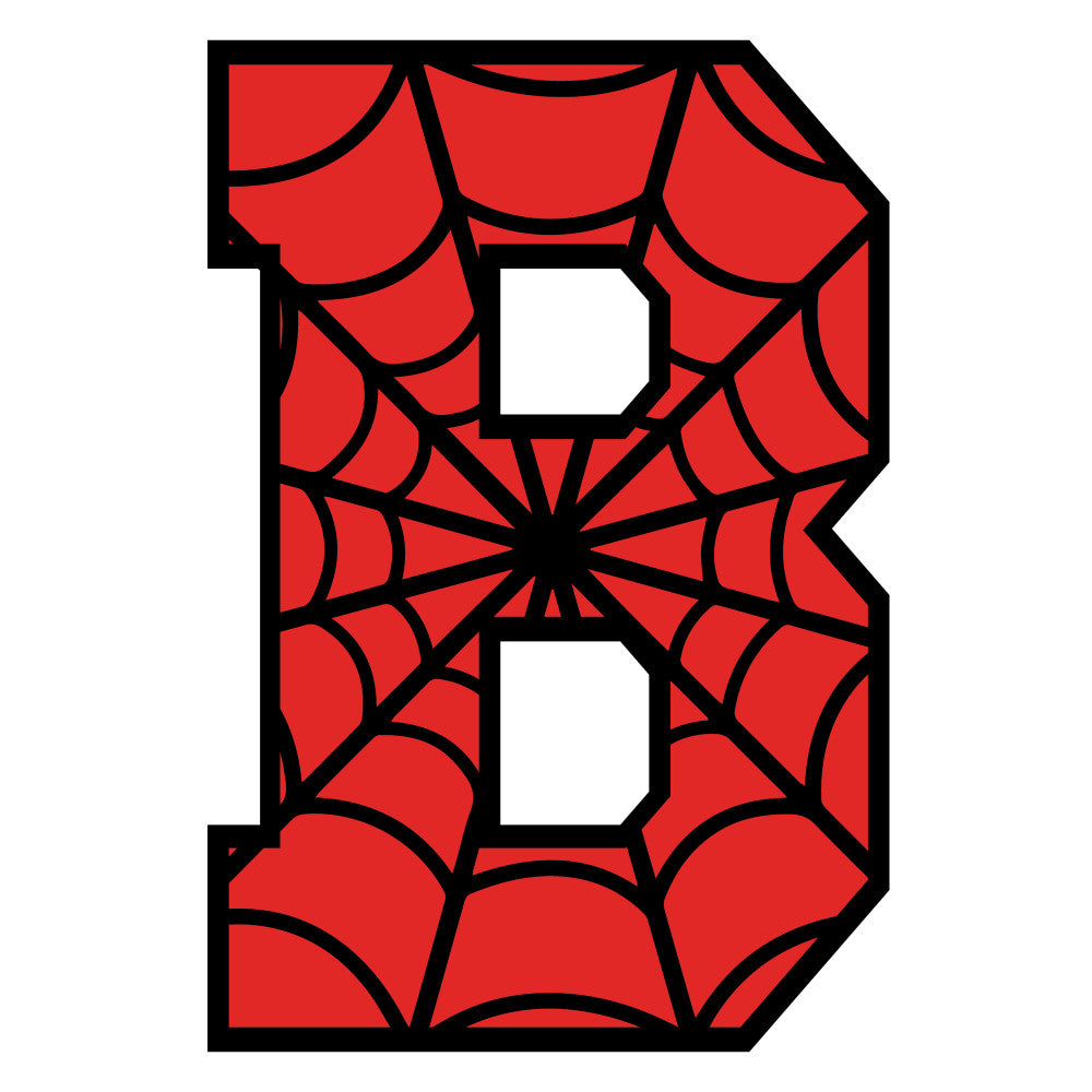 red, black, spider web, alphabet letters, letter b, geometric pattern, radial design, fabric panel, quilting cotton, superhero theme, comic book style, children's fabric, educational motif, web pattern, bright colors, applique design, novelty print, learning alphabet, spider motif, craft fabric
