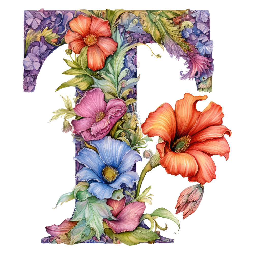 Alphabet Flowers Fabric Panel 16
