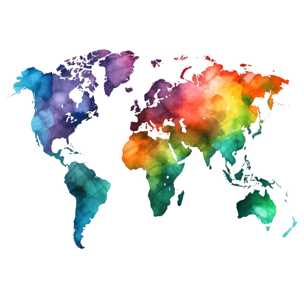 Colorful World Map Fabric Panel 11