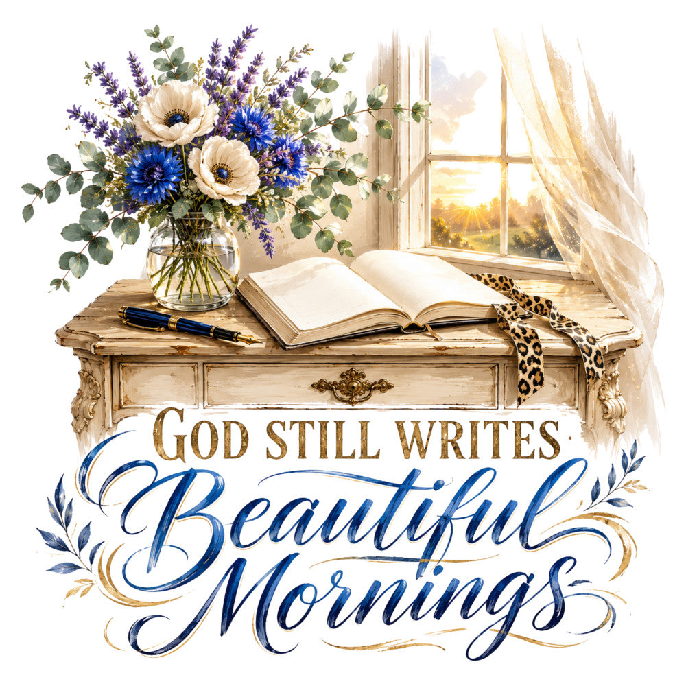 navy blue, cream, gold, lavender purple, eucalyptus green, floral, flowers, anemones, gerbera daisies, inspirational, quote, scripture, vintage, elegant, romantic, shabby chic, farmhouse, botanical, nature, sunlit window, morning, peaceful, calming, spiritual, decorative panel, wall hanging, timeless, classic, ornate desk
