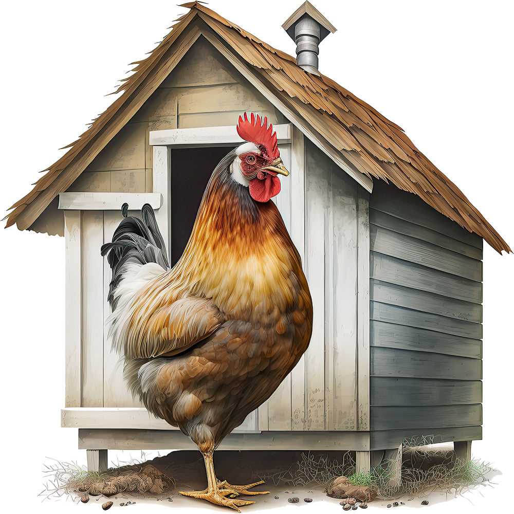 Watercolor Chicken Houses Fabric Panel 3