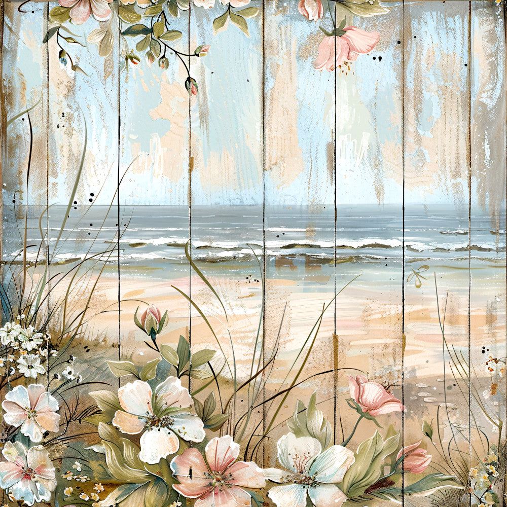 Floral Beach Scenes Fabric Panel 9