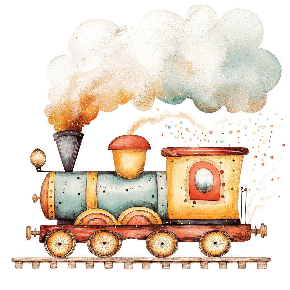 Cute Trains Fabric Panel 8