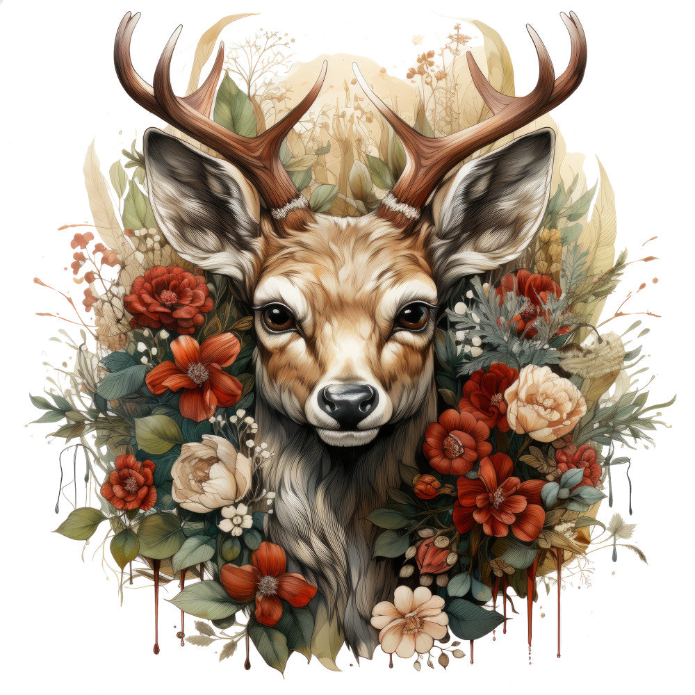 Vintage Deer Head Fabric Panel 1