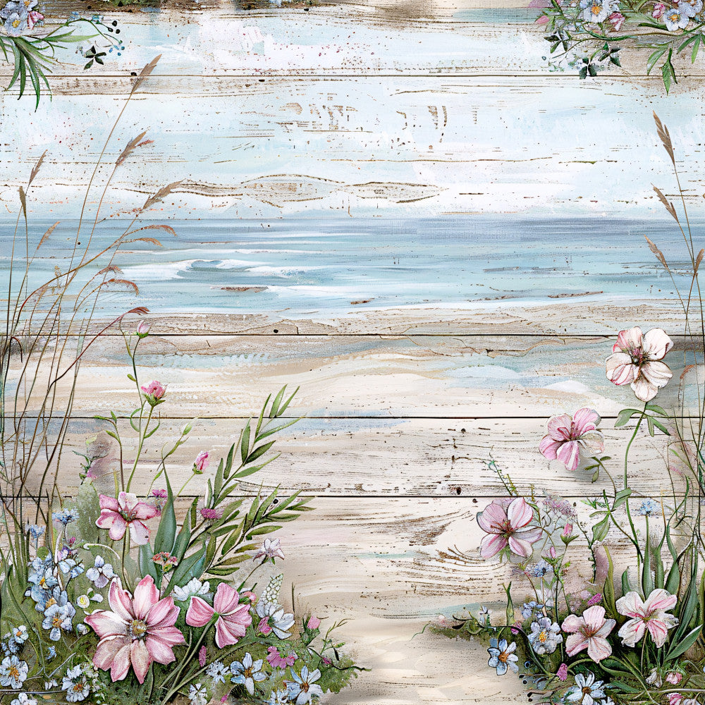 Floral Beach Scenes Fabric Panel 20