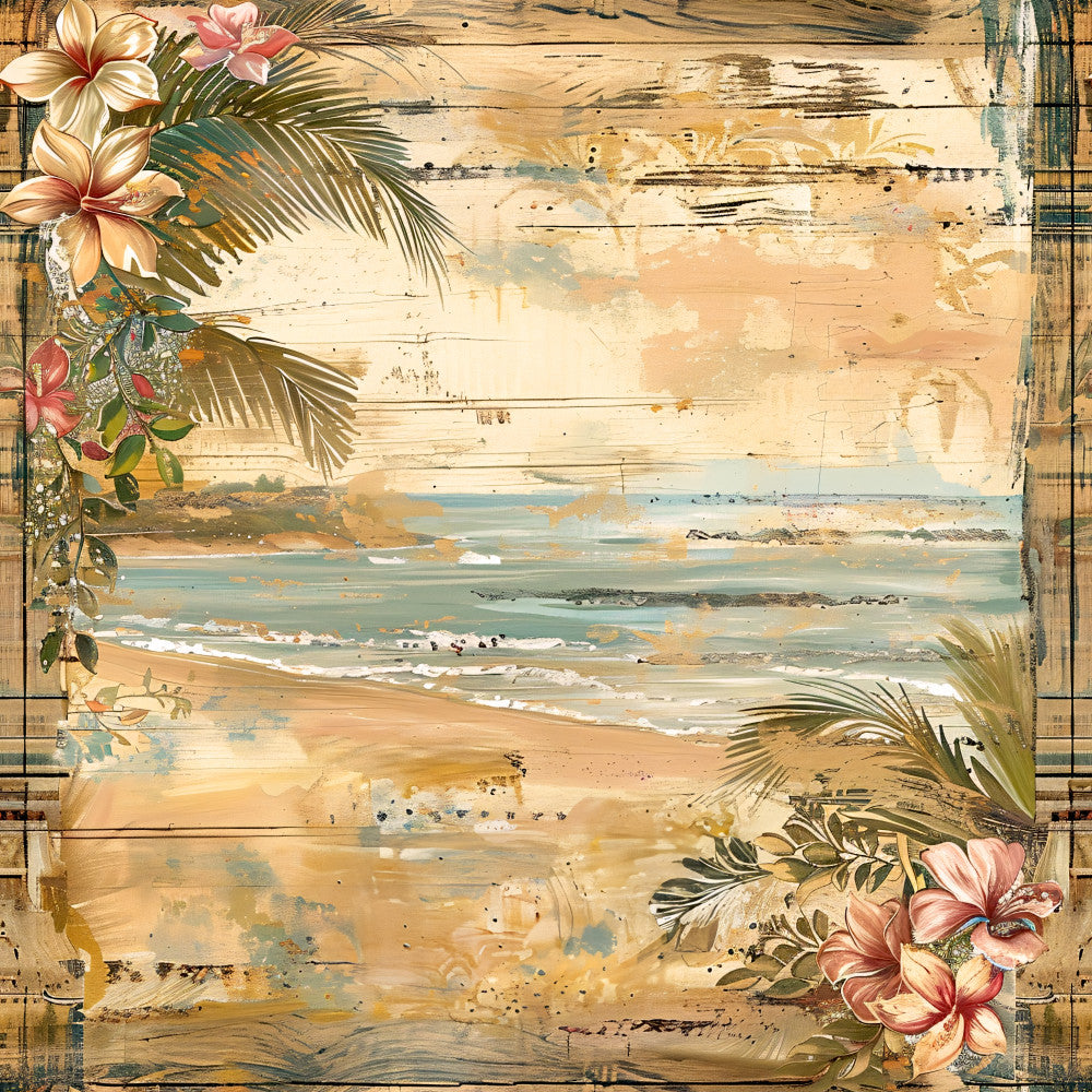 Tropical Beach Scenes Fabric Panel 8