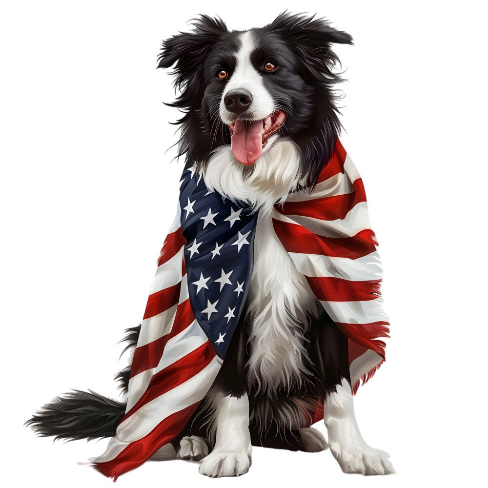 Dogs with American Flag Fabric Panel 5