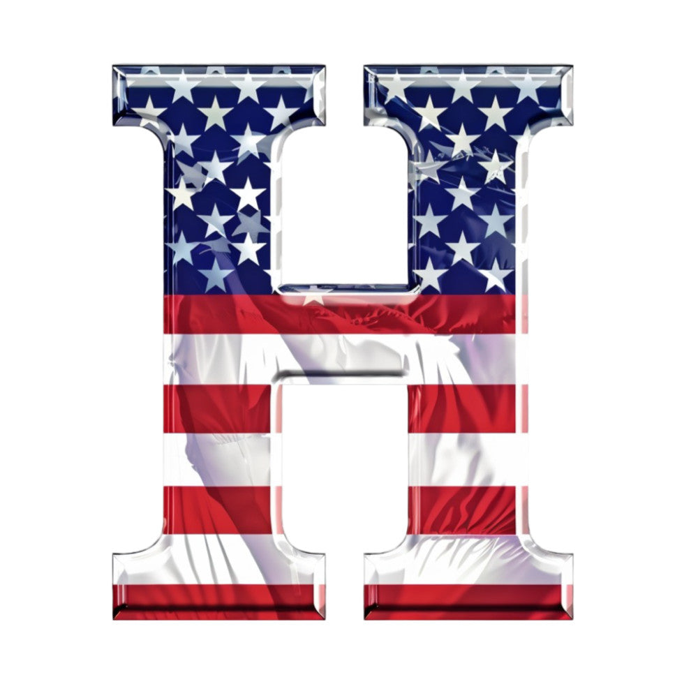Grunge American Flag Alphabet Fabric Panel 15
