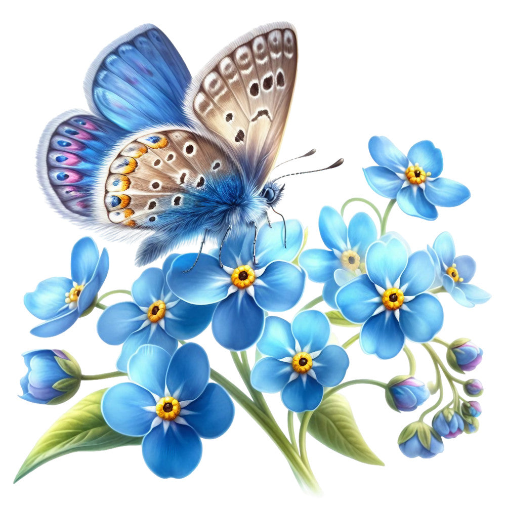 Spring Flowers and Butterflies Fabric Panel 13