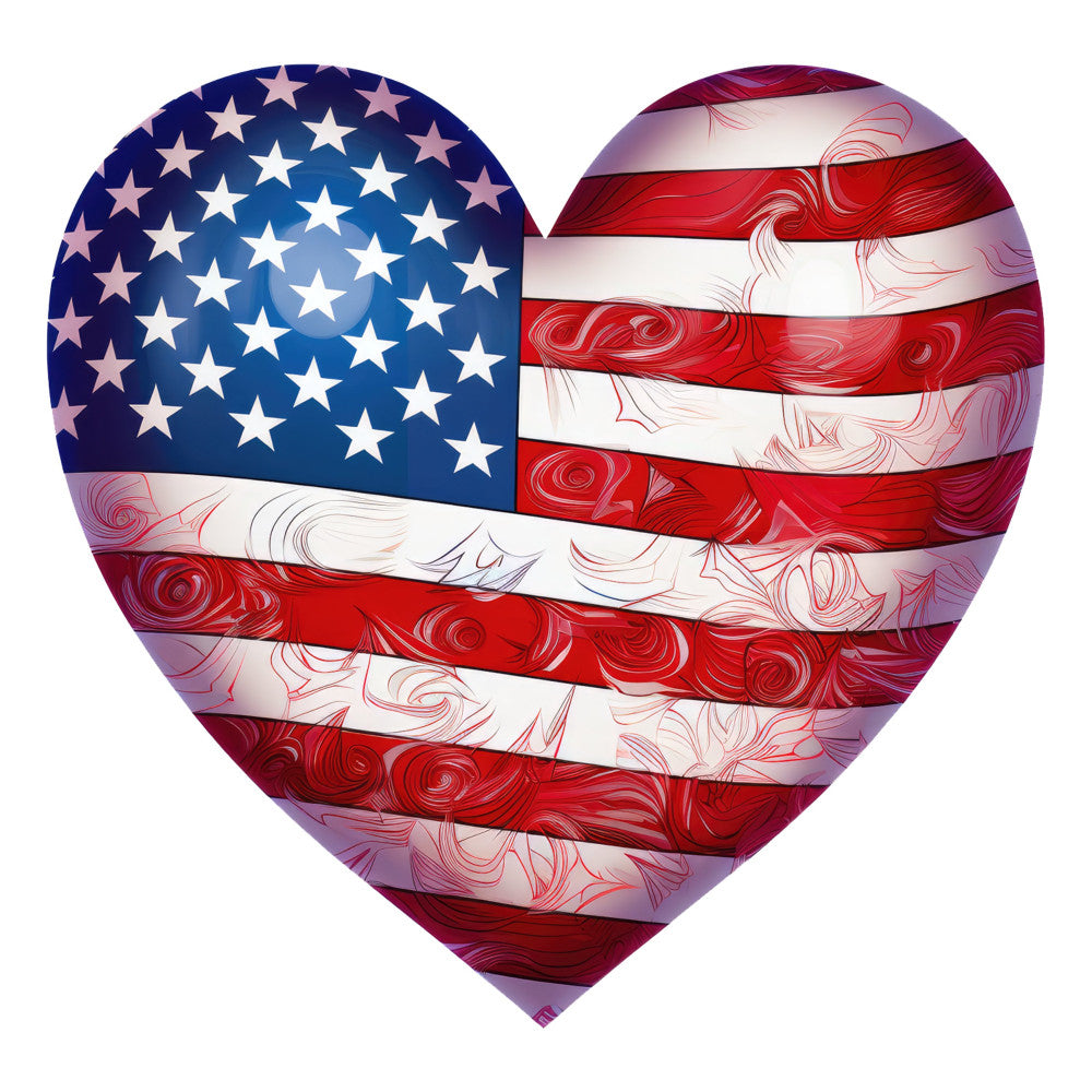 american flag, patriotic, heart shape, stars, red white blue, navy blue, crimson red, white stripes, independence day, july 4th, memorial day, veterans day, patriot, usa, united states, swirled details, decorative swirls, ornamental, elegant, traditional, wall hanging, home decor, patriotic quilt, heart motif, flag design, country theme, americana